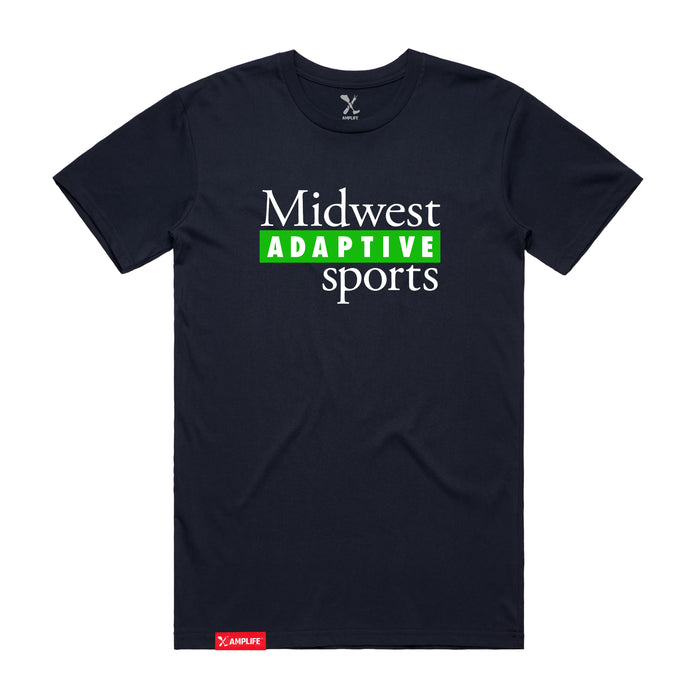 MAS Kansas City Advantage Wheelchair Tennis MAS Logo Navy T-Shirt on a white background