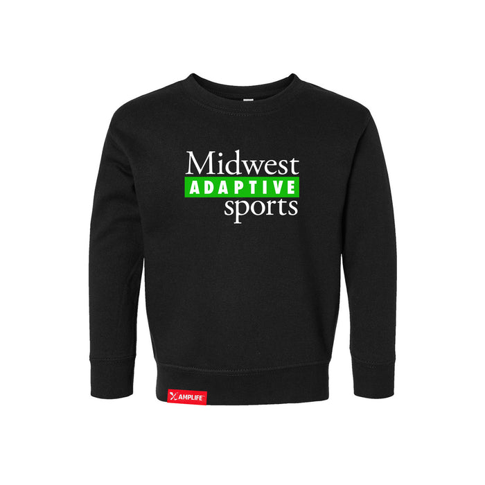 MAS Kansas City Advantage Wheelchair Tennis MAS Logo Toddler Black Crewneck Sweatshirt on a white background