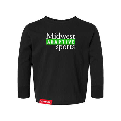 MAS Kansas City Advantage Wheelchair Tennis MAS Logo Toddler Black Long Sleeve T-Shirt on a white background
