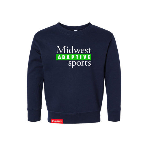 MAS Kansas City Advantage Wheelchair Tennis MAS Logo Toddler Navy Crewneck Sweatshirt on a white background