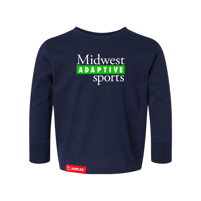 MAS Kansas City Advantage Wheelchair Tennis MAS Logo Toddler Navy Long Sleeve T-Shirt on a white background