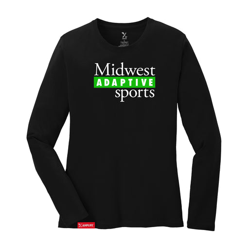 MAS Kansas City Advantage Wheelchair Tennis MAS Logo Women's Black Long Sleeve T-Shirt on a white background