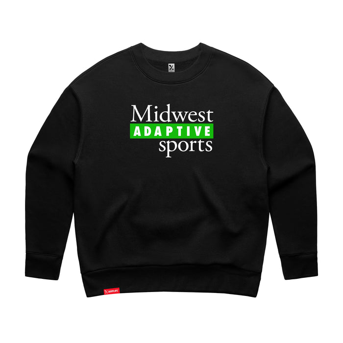 MAS Kansas City Advantage Wheelchair Tennis MAS Logo Women's Black Modern Crewneck Sweatshirt on a white background