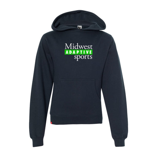 MAS Kansas City Advantage Wheelchair Tennis MAS Logo Youth Navy Hoodie on a white background