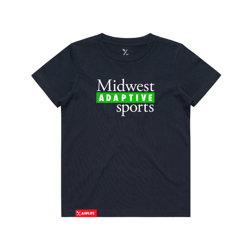 MAS Kansas City Advantage Wheelchair Tennis MAS Logo Youth Navy T-Shirt on a white background