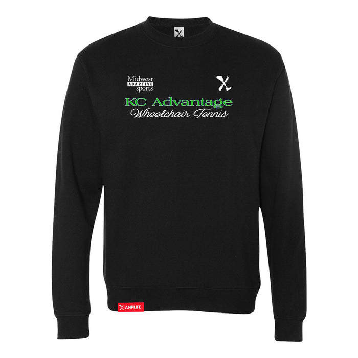 MAS Kansas City Advantage Wheelchair Tennis Script Black Crewneck Sweatshirt on a white background