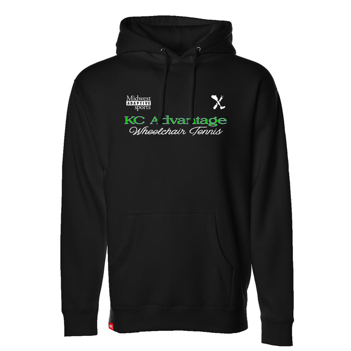 MAS Kansas City Advantage Wheelchair Tennis Script Black Hoodie on a white background
