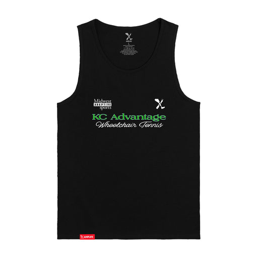MAS Kansas City Advantage Wheelchair Tennis Script Black Tank Top on a white background