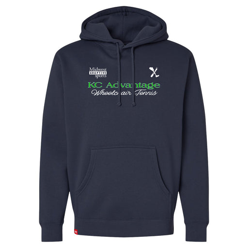 MAS Kansas City Advantage Wheelchair Tennis Script Navy Hoodie on a white background