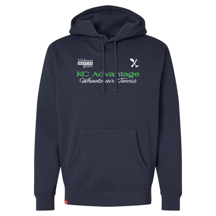 MAS Kansas City Advantage Wheelchair Tennis Script Navy Hoodie on a white background