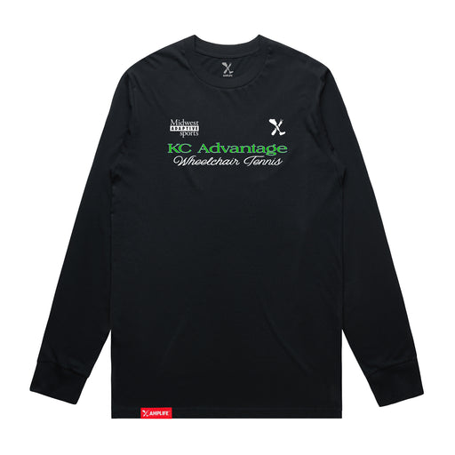MAS Kansas City Advantage Wheelchair Tennis Script Navy Long Sleeve T-Shirt on a white background
