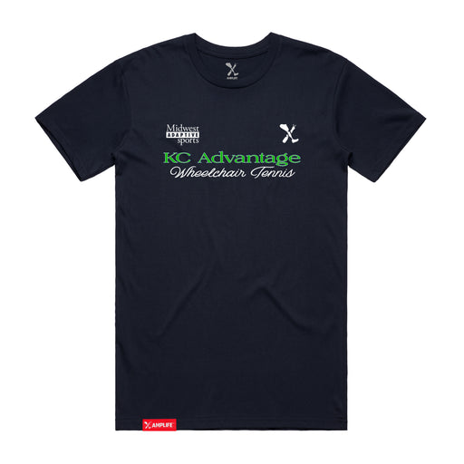 MAS Kansas City Advantage Wheelchair Tennis Script Navy T-Shirt on a white background