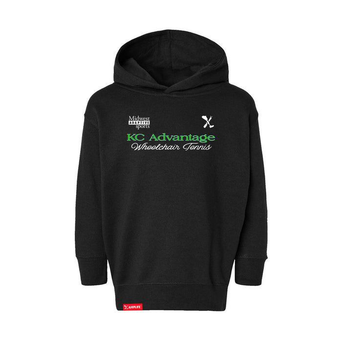 MAS Kansas City Advantage Wheelchair Tennis Script Toddler Black Hoodie on a white background