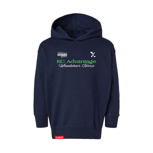 MAS Kansas City Advantage Wheelchair Tennis Script Toddler Navy Hoodie on a white background