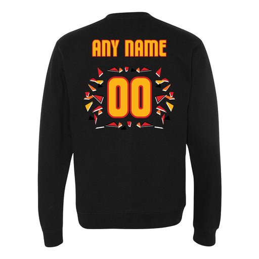 Back angle of the MAS Kansas City Kings Wheelchair Basketball Amplife Customizable Black Crewneck Sweatshirt against a white background