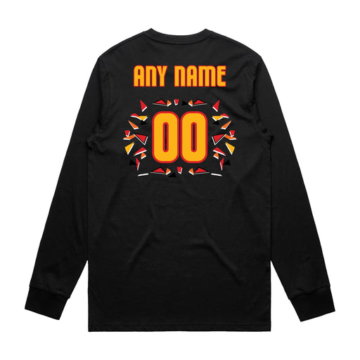 Back angle of the MAS Kansas City Kings Wheelchair Basketball Amplife Customizable Black Long Sleeve T-Shirt against a white background