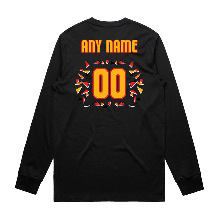 Back angle of the MAS Kansas City Kings Wheelchair Basketball Amplife Customizable Black Long Sleeve T-Shirt against a white background