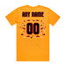 Back angle of the MAS Kansas City Kings Wheelchair Basketball Amplife Customizable Gold T-Shirt against a white background