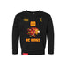 Front angle of the MAS Kansas City Kings Wheelchair Basketball Amplife Customizable Toddler Black Crewneck Sweatshirt against a white background