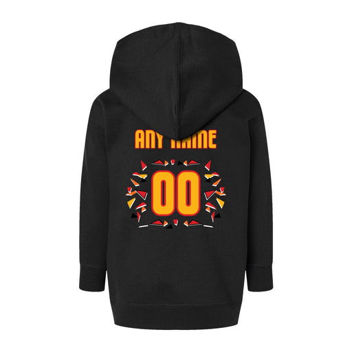 Back angle of the MAS Kansas City Kings Wheelchair Basketball Amplife Customizable Toddler Black Hoodie against a white background