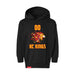 Front angle of the MAS Kansas City Kings Wheelchair Basketball Amplife Customizable Toddler Black Hoodie against a white background