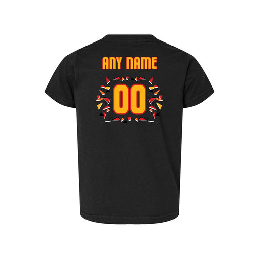 Back angle of the MAS Kansas City Kings Wheelchair Basketball Amplife Customizable Toddler Black T-Shirt against a white background