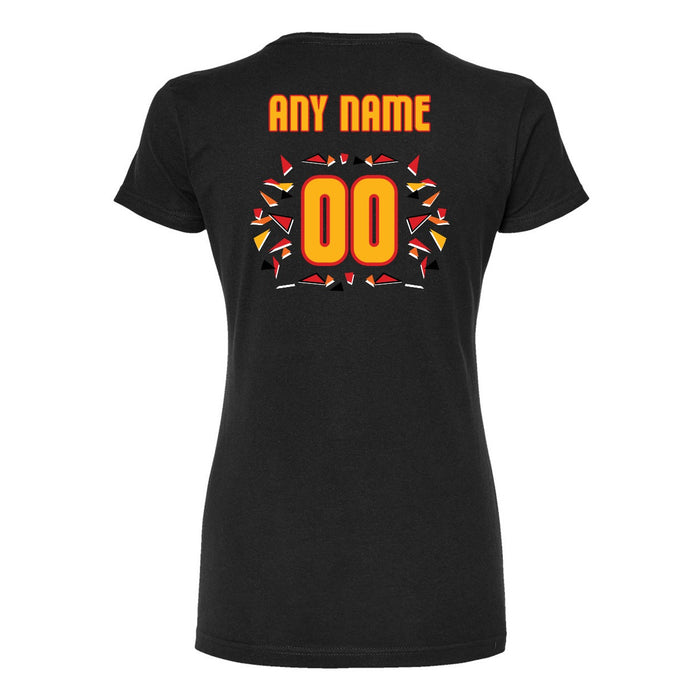 Back angle of the MAS Kansas City Kings Wheelchair Basketball Amplife Customizable Women's Black Slim T-Shirt against a white background