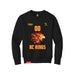 Front angle of the MAS Kansas City Kings Wheelchair Basketball Amplife Customizable Youth Black Crewneck Sweatshirt against a white background
