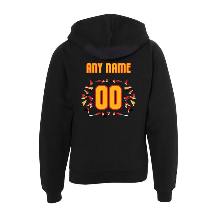 Back angle of the MAS Kansas City Kings Wheelchair Basketball Amplife Customizable Youth Black Hoodie against a white background