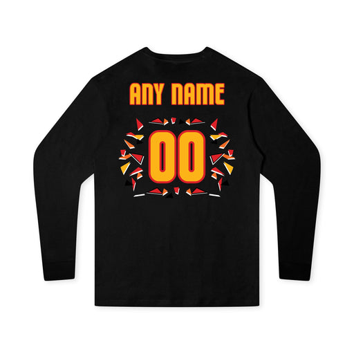 Back angle of the MAS Kansas City Kings Wheelchair Basketball Amplife Customizable Youth Black Long Sleeve T-Shirt against a white background
