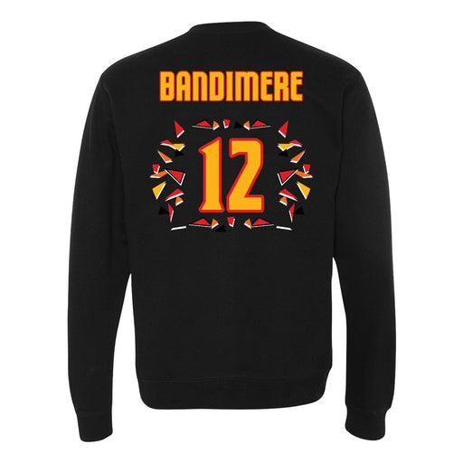 Back angle of the Ruby Bandimere MAS Kansas City Kings Wheelchair Basketball Amplife Black Crewneck Sweatshirt against a white background