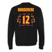 Back angle of the Ruby Bandimere MAS Kansas City Kings Wheelchair Basketball Amplife Black Crewneck Sweatshirt against a white background