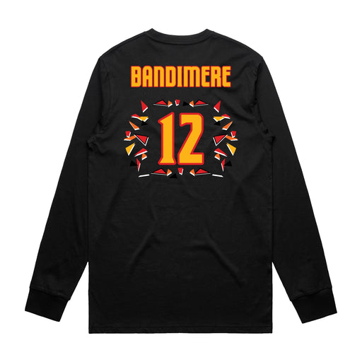 Back angle of the Ruby Bandimere MAS Kansas City Kings Wheelchair Basketball Amplife Black Long Sleeve T-Shirt against a white background