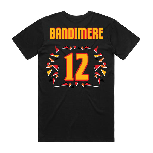 Back angle of the Ruby Bandimere MAS Kansas City Kings Wheelchair Basketball Amplife Black T-Shirt against a white background