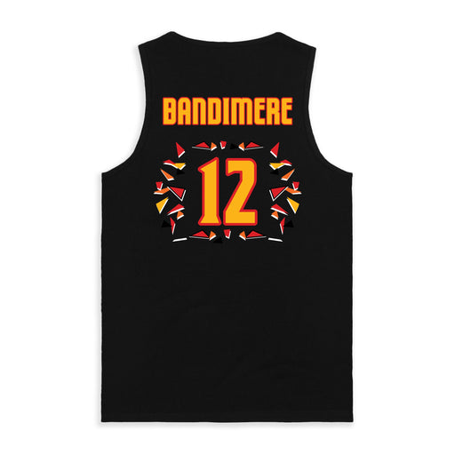 Back angle of the Ruby Bandimere MAS Kansas City Kings Wheelchair Basketball Amplife Black Tank Top against a white background