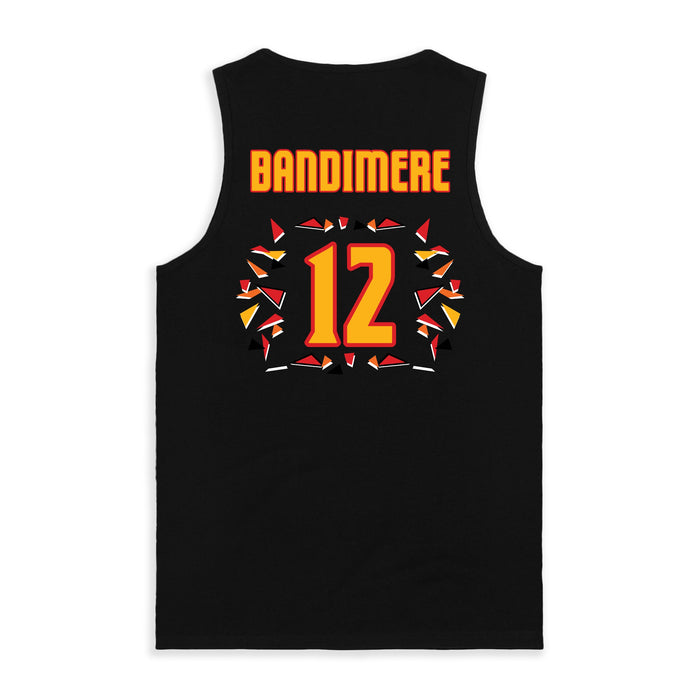 Back angle of the Ruby Bandimere MAS Kansas City Kings Wheelchair Basketball Amplife Black Tank Top against a white background