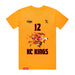 Front angle of the Ruby Bandimere MAS Kansas City Kings Wheelchair Basketball Amplife Gold T-Shirt against a white background
