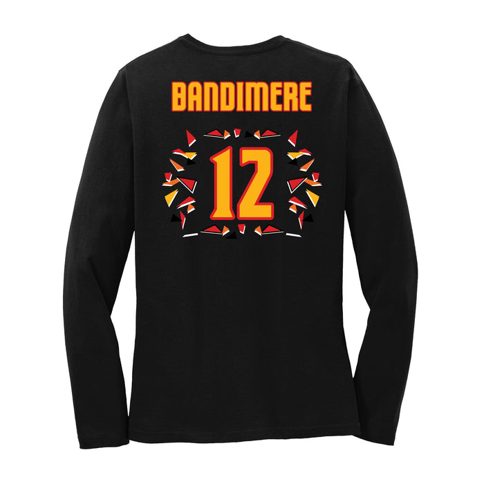 Back angle of the Ruby Bandimere MAS Kansas City Kings Wheelchair Basketball Amplife Women's Black Long Sleeve T-Shirt against a white background