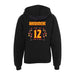 Back angle of the Ruby Bandimere MAS Kansas City Kings Wheelchair Basketball Amplife Youth Black Hoodie against a white background