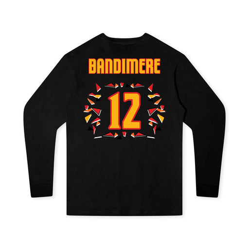 Back angle of the Ruby Bandimere MAS Kansas City Kings Wheelchair Basketball Amplife Youth Black Long Sleeve T-Shirt against a white background