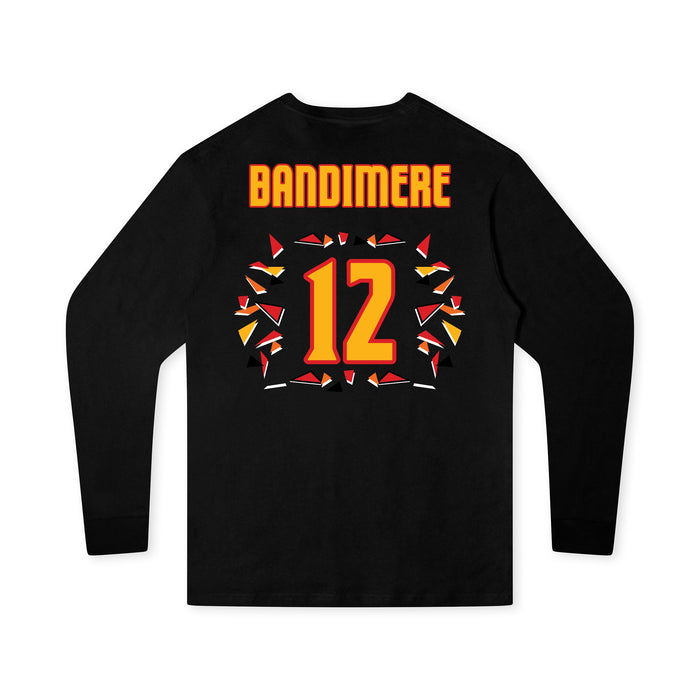 Back angle of the Ruby Bandimere MAS Kansas City Kings Wheelchair Basketball Amplife Youth Black Long Sleeve T-Shirt against a white background