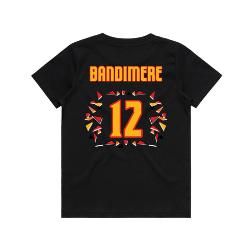 Back angle of the Ruby Bandimere MAS Kansas City Kings Wheelchair Basketball Amplife Youth Black T-Shirt against a white background