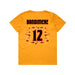Back angle of the Ruby Bandimere MAS Kansas City Kings Wheelchair Basketball Amplife Youth Gold T-Shirt against a white background
