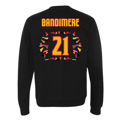 Back angle of the Norbert Bandimere MAS Kansas City Kings Wheelchair Basketball Amplife Black Crewneck Sweatshirt against a white background