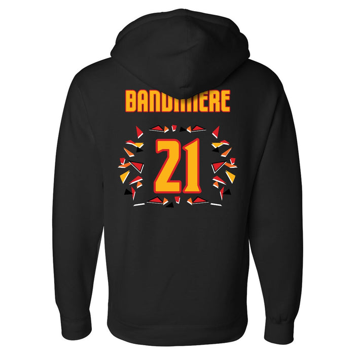 Back angle of the Norbert Bandimere MAS Kansas City Kings Wheelchair Basketball Amplife Black Hoodie against a white background