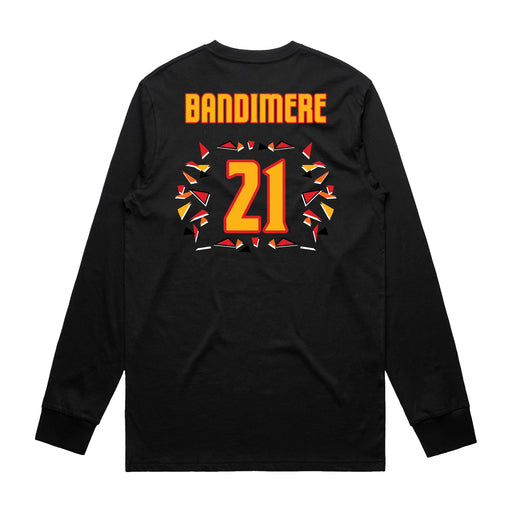 Back angle of the Norbert Bandimere MAS Kansas City Kings Wheelchair Basketball Amplife Black Long Sleeve T-Shirt against a white background