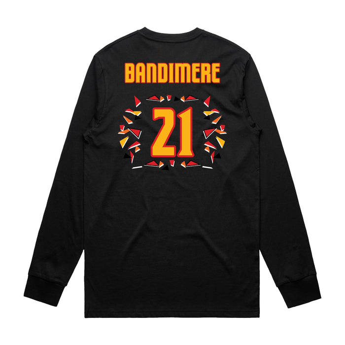 Back angle of the Norbert Bandimere MAS Kansas City Kings Wheelchair Basketball Amplife Black Long Sleeve T-Shirt against a white background