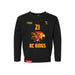 Front angle of the Norbert Bandimere MAS Kansas City Kings Wheelchair Basketball Amplife Toddler Black Crewneck Sweatshirt against a white background