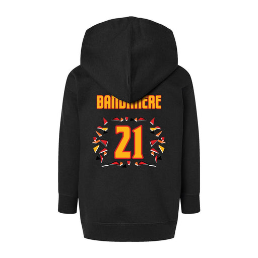 Back angle of the Norbert Bandimere MAS Kansas City Kings Wheelchair Basketball Amplife Toddler Black Hoodie against a white background