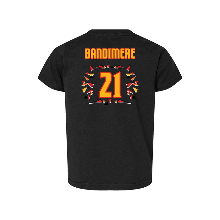 Back angle of the Norbert Bandimere MAS Kansas City Kings Wheelchair Basketball Amplife Toddler Black T-Shirt against a white background